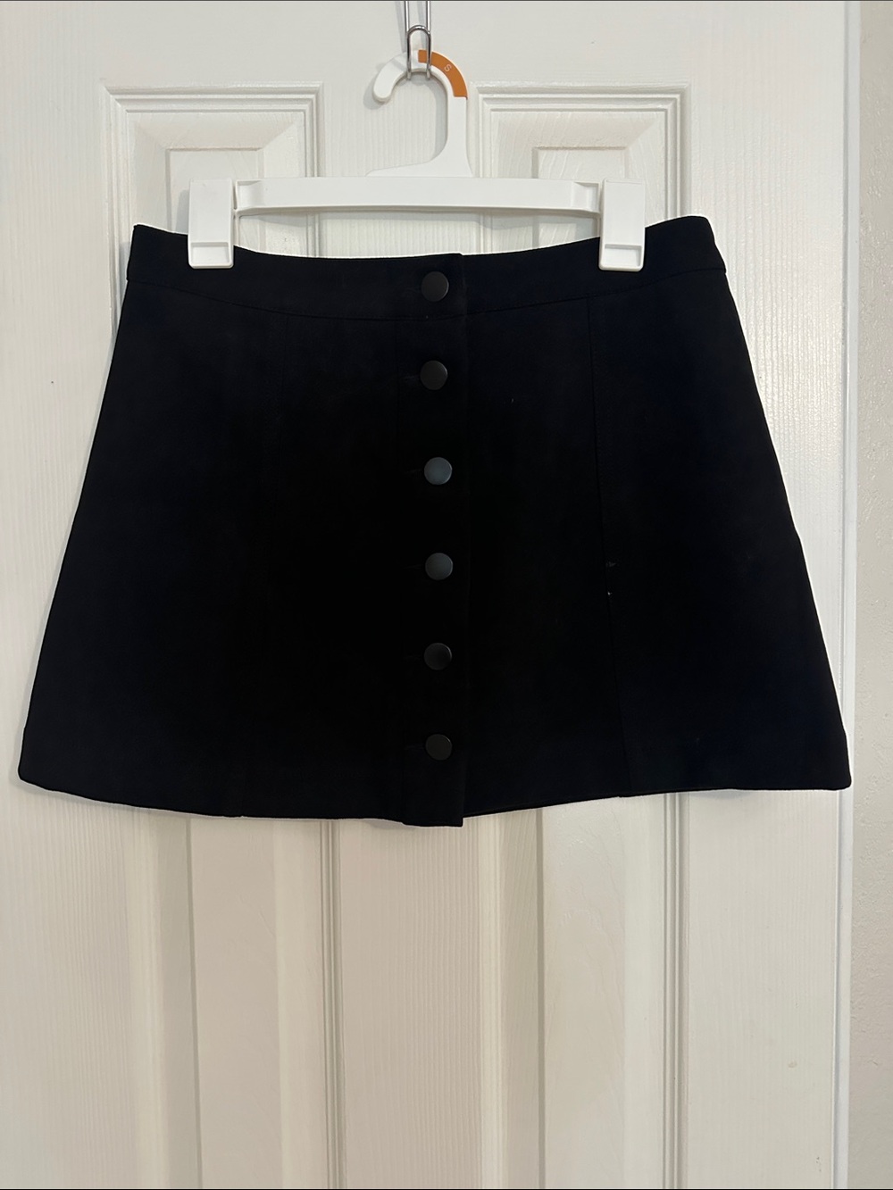 Forever 21 Black Suede Button-Front A-Line Mini Skirt